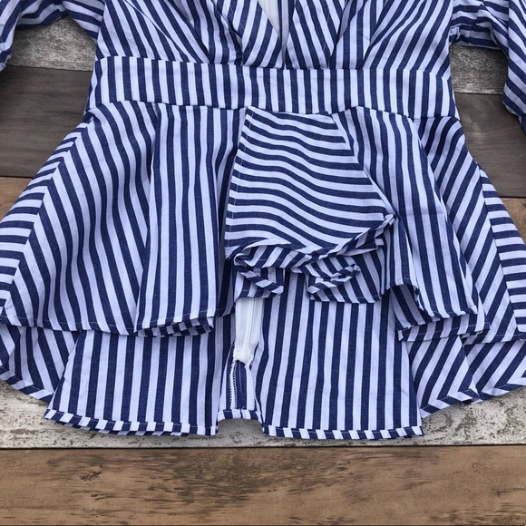 SOLD. Anthropologie Avec Les Filles Ruffle Sleeve Peplum Top - Picture 5 of 11